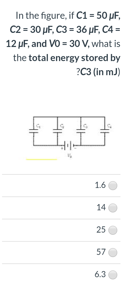 Solved What is the total energy stored by C3 when C1 = 50