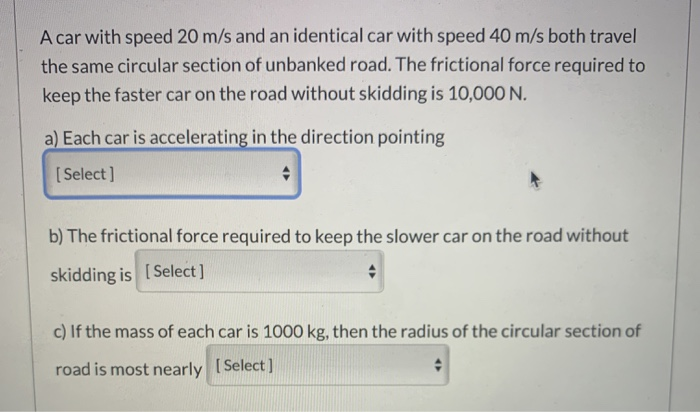 Solved A Car With Speed 20 M/s And An Identical Car With | Chegg.com