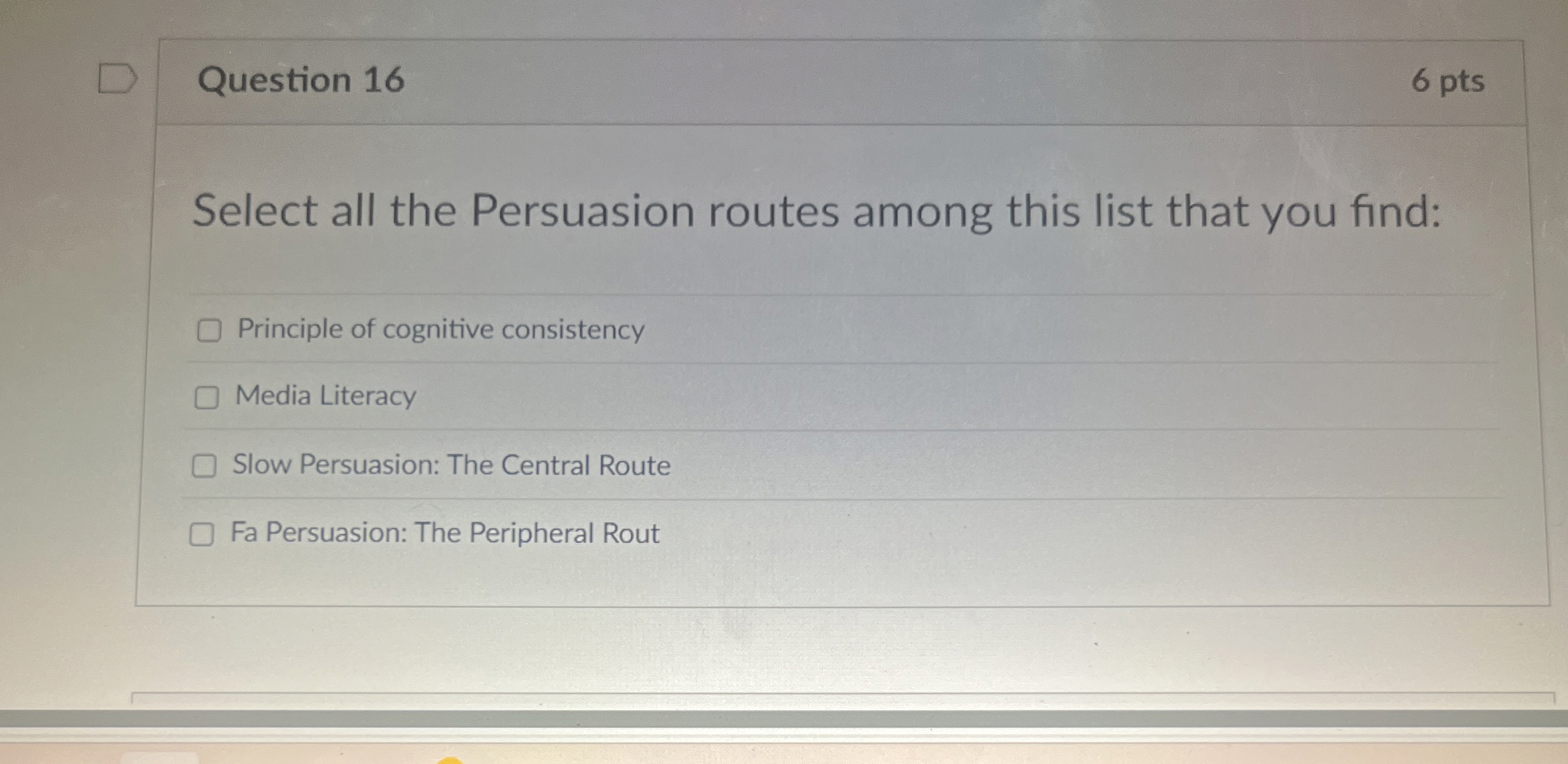 Solved Question 166 ﻿ptsSelect all the Persuasion routes