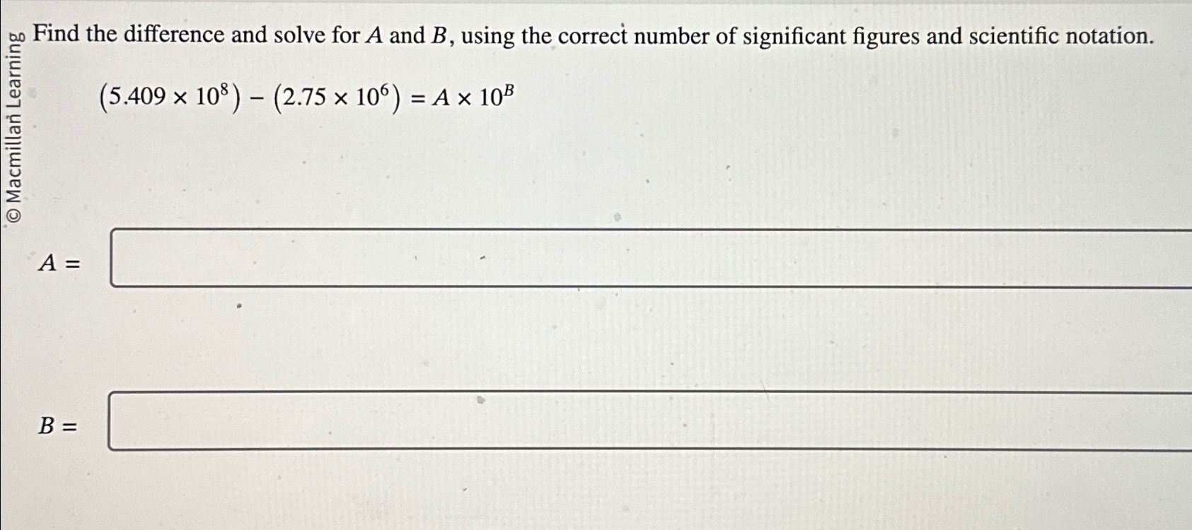 Solved Find the difference and solve for A and B, ﻿using the | Chegg.com