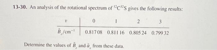 Solved 13-30. An analysis of the rotational spectrum of 'C'S | Chegg.com