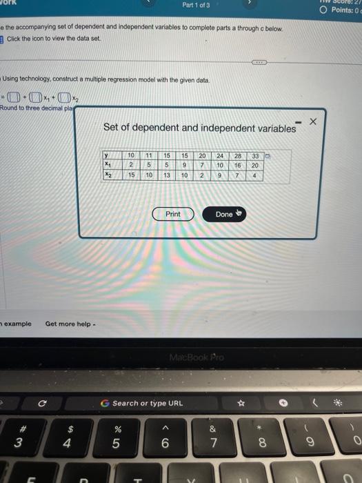 e the accompanying set of dependent and independent variables to complete parts a through c below.
A Click the icon to view t