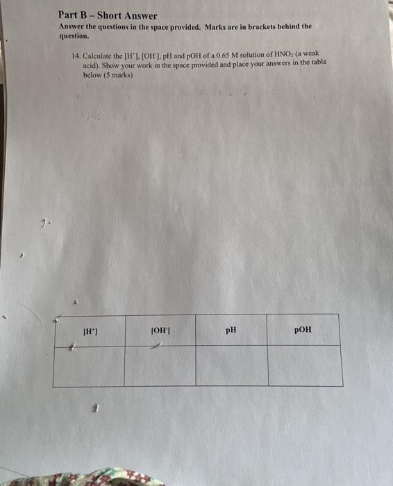 Solved Part B - Short Answer Answer the questions in the | Chegg.com