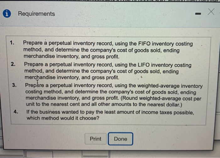 Pfa Inventory Solved Requirement Prea perpetual entory recording the PFO | Chegg.com