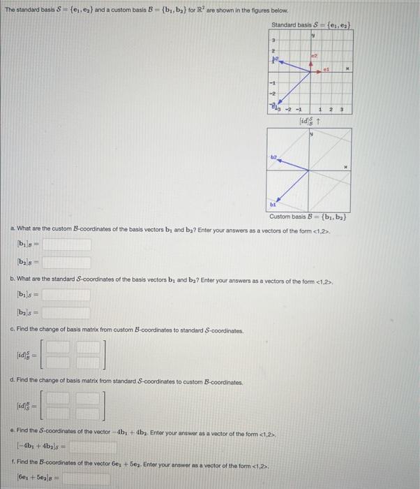 Solved The standard basis S={e1,c2} and a custom basis