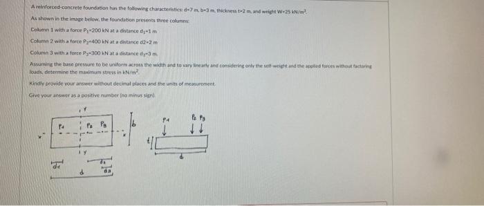 Solved A reinforced-concrete foundation has the following | Chegg.com