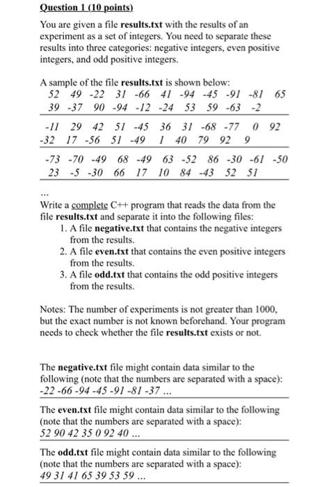 Solved Question 1 (10 points) You are given a file | Chegg.com