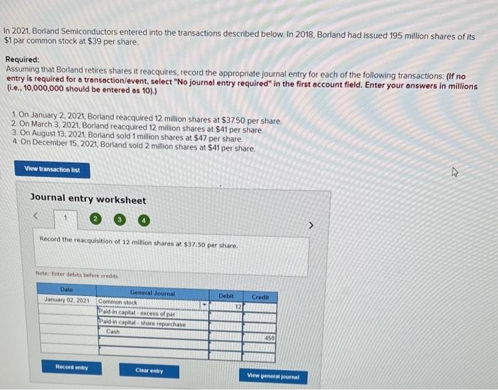 Solved In 2021, Borland Semiconductors Entered Into The | Chegg.com