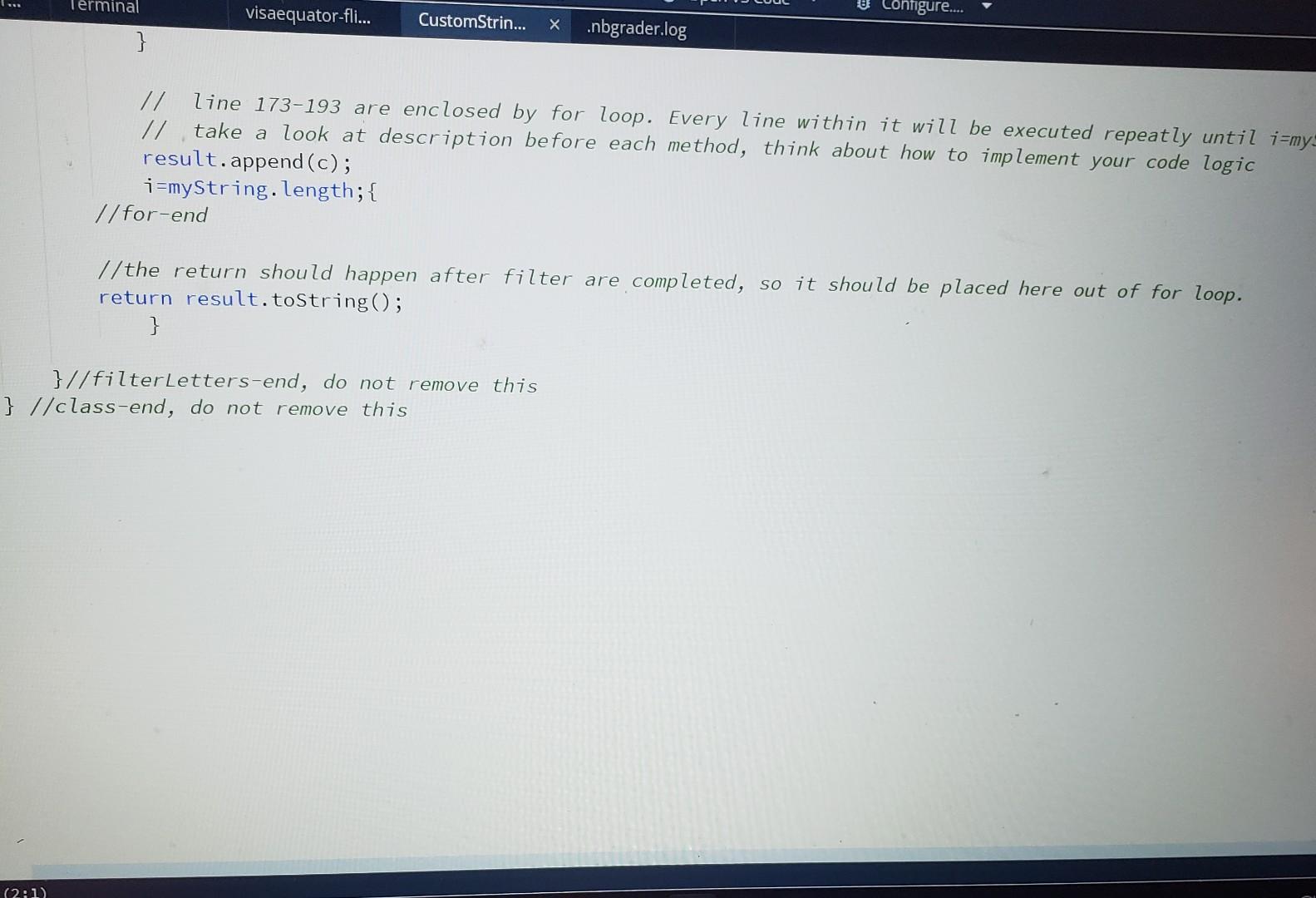 Solved I can't get this method to run in codio,it's a | Chegg.com
