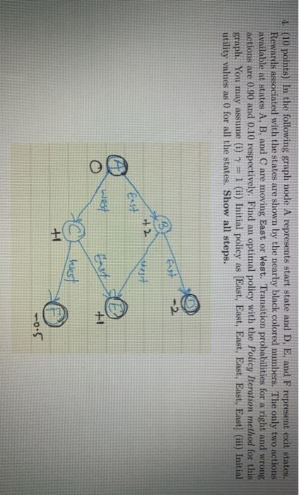 Solved 4. (10 points) In the following graph node A | Chegg.com