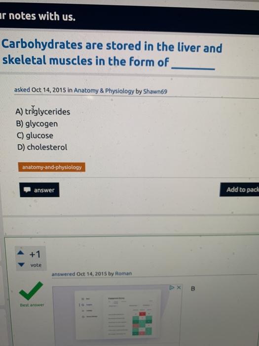 Ar Notes With Us Carbohydrates Are Stored In The Chegg Com