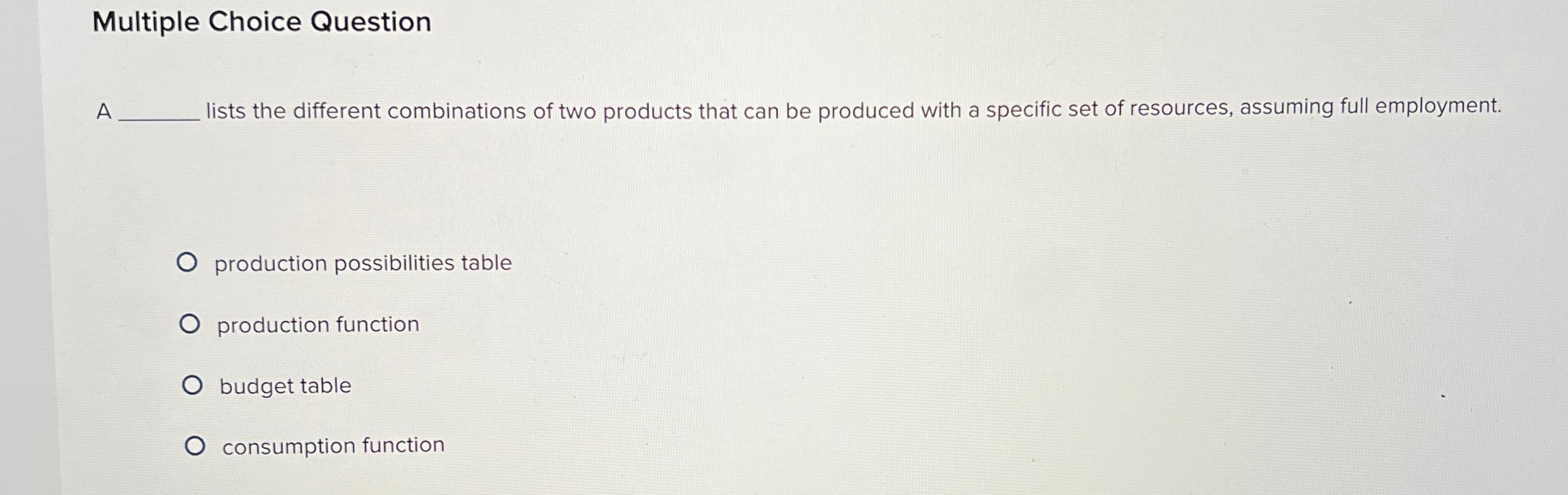 Solved Multiple Choice QuestionA lists the different | Chegg.com