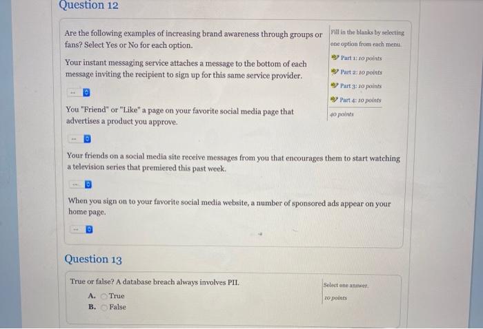 Solved Question 1 Select one answer 10 points Which of the | Chegg.com