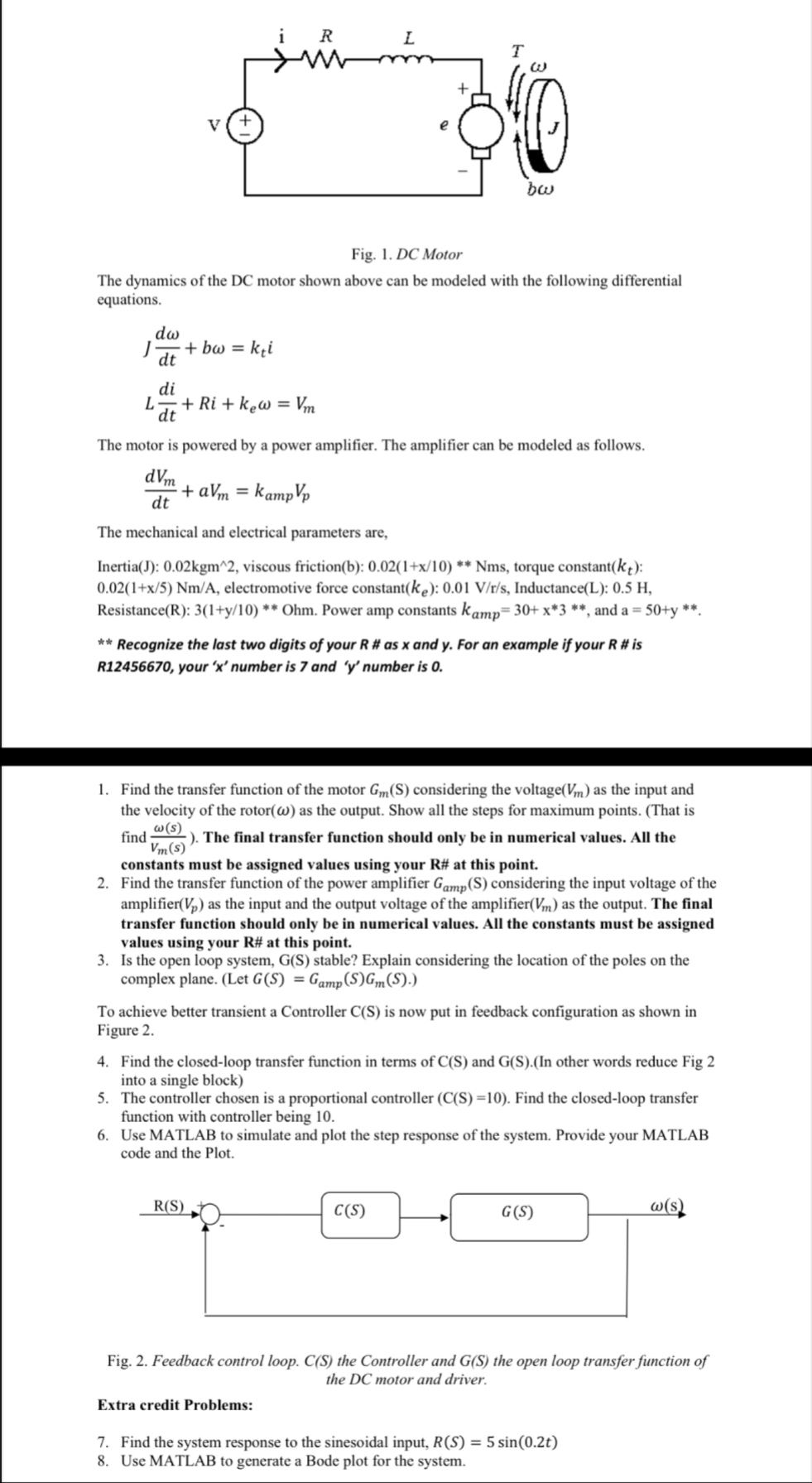 Fig. 1. ﻿DC MotorThe dynamics of the DC motor shown | Chegg.com