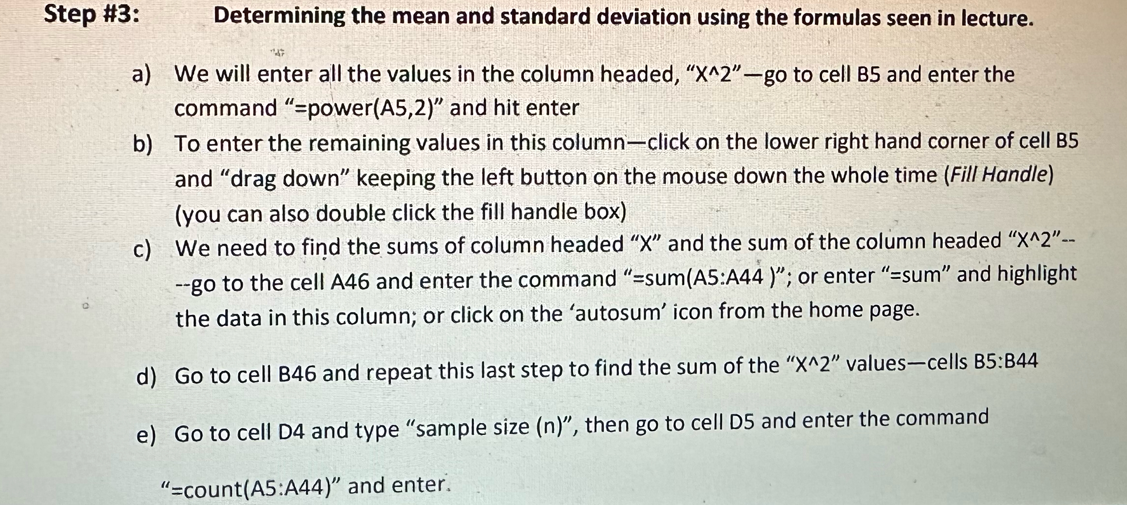 Solved Step #3:Determining The Mean And Standard Deviation | Chegg.com