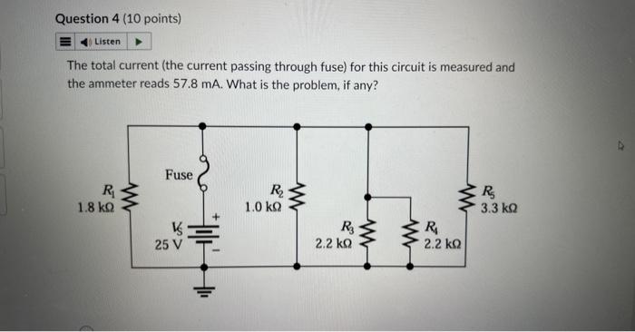 Solved The total current (the current passing through fuse) | Chegg.com