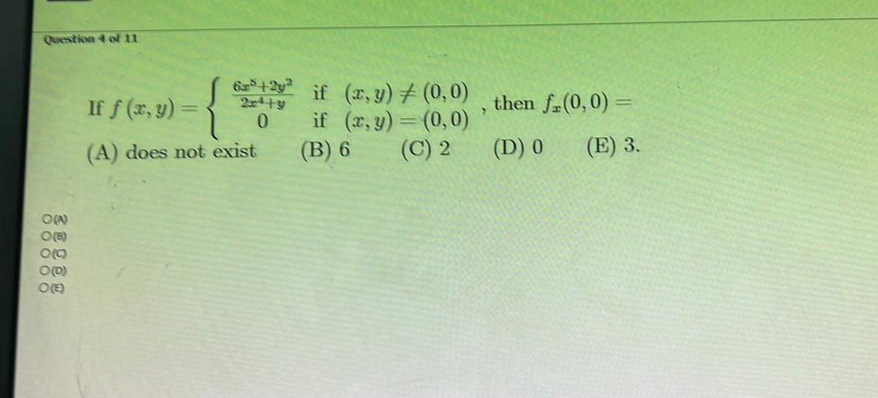 Solved F x y 2x4 y6x5 2y20 If x y 0 0 If x y 0 0 Chegg