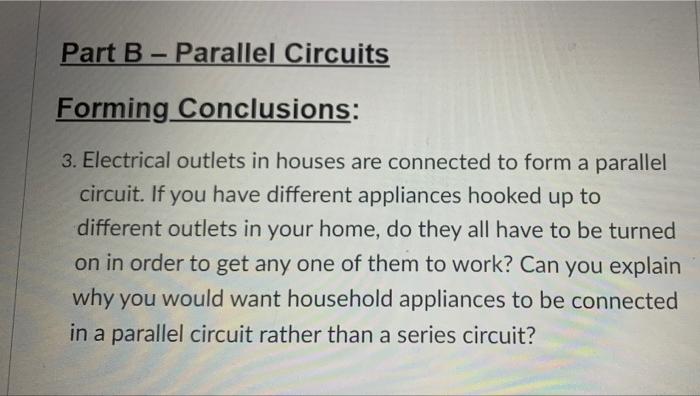 Solved Part B - Parallel Circuits Procedure, Predictions And | Chegg.com