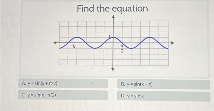 Find the equation. \[ \begin{array}{l} y=\sin (x+\pi / 2) \\ y=\sin (x-\pi / 2) \end{array} \]