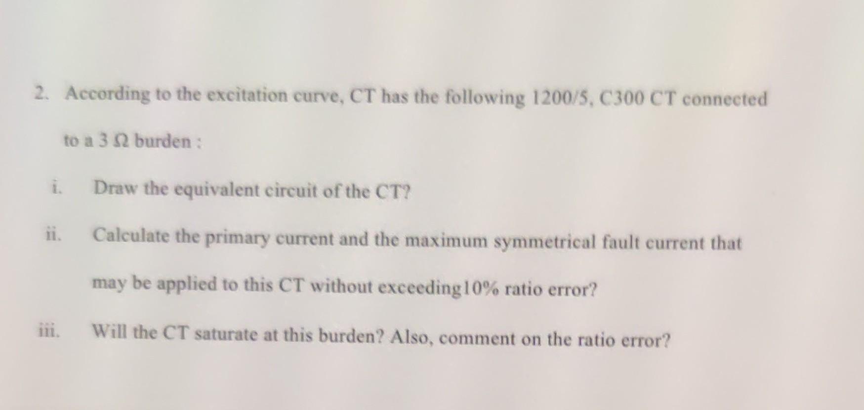 Solved 2. According to the excitation curve, CT has the | Chegg.com