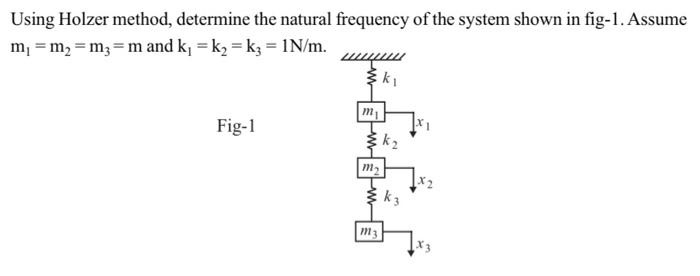 Solved Using Holzer method, determine the natural frequency | Chegg.com
