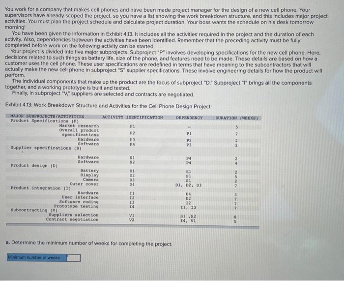 Solved You work for a company that makes cell phones and | Chegg.com