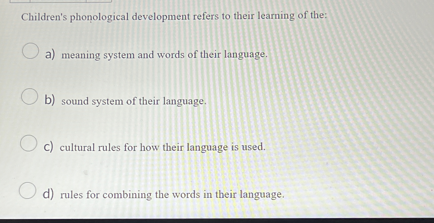 Solved Children's Phonological Development Refers To Their | Chegg.com