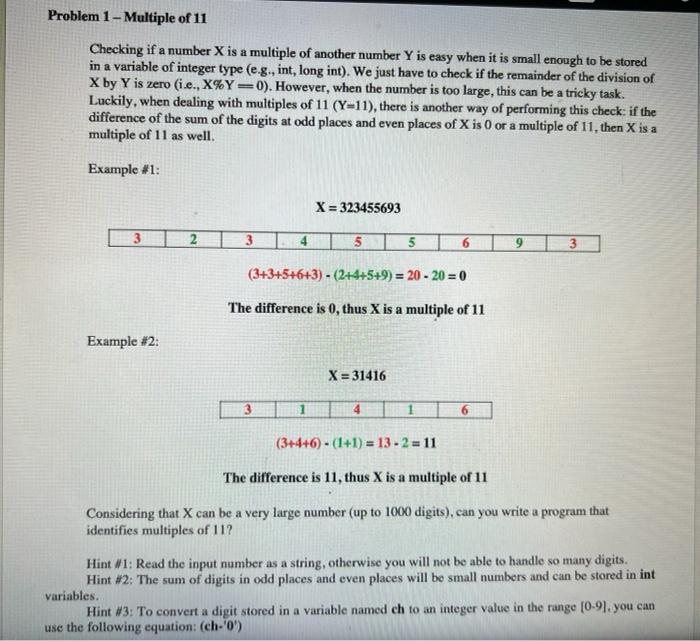 Solved Hint #1: Read the input number as a string, otherwise | Chegg.com
