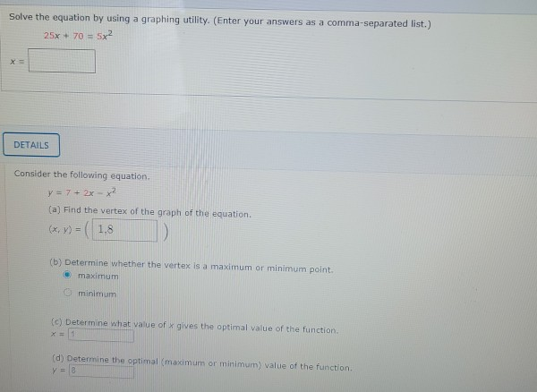 Solved Solve the equation by using a graphing utility. | Chegg.com