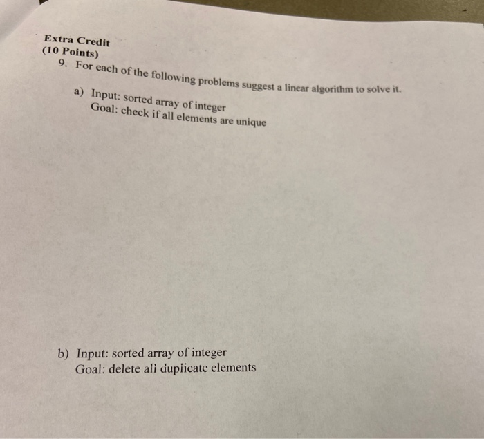 Solved Extra Credit (10 Points) 9. For each of the following | Chegg.com