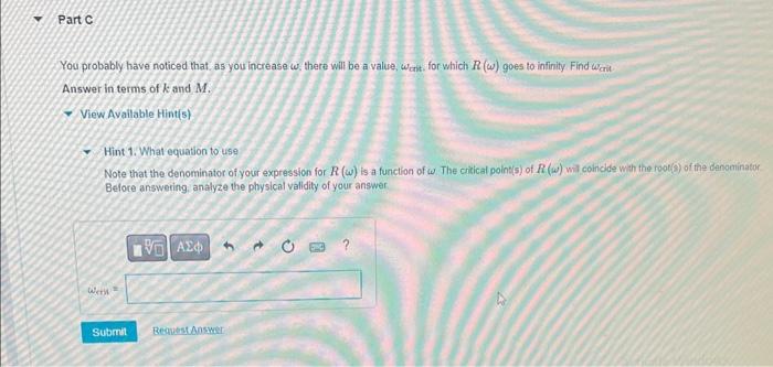 Solved An object of mass M is attached to a spring with | Chegg.com