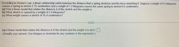 Solved According to Hooke's Law, a linear relationship | Chegg.com