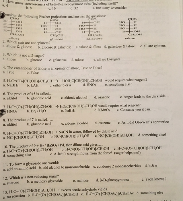 Solved T How Many Stereoisomers Of Beta D Glucopyranose Chegg Com