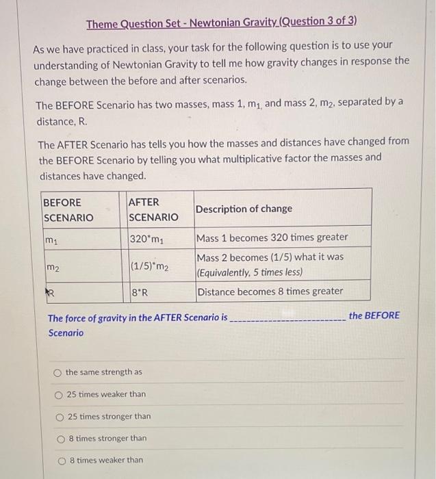 Solved Theme Question Set - Newtonian Gravity_(Question 3 of | Chegg.com