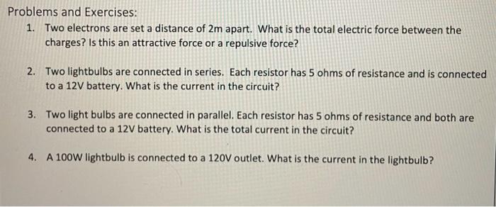 Solved Problems and Exercises: 1. Two electrons are set a | Chegg.com