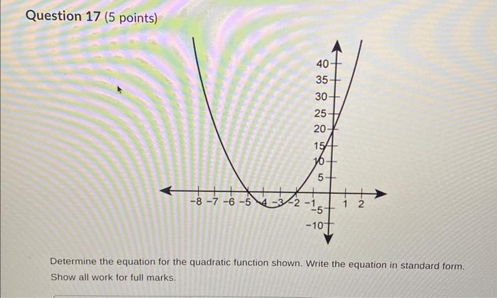 Solved Question 17 (5 points) Determine the equation for the | Chegg.com