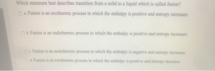 Solved Which statement best describes transition from a | Chegg.com
