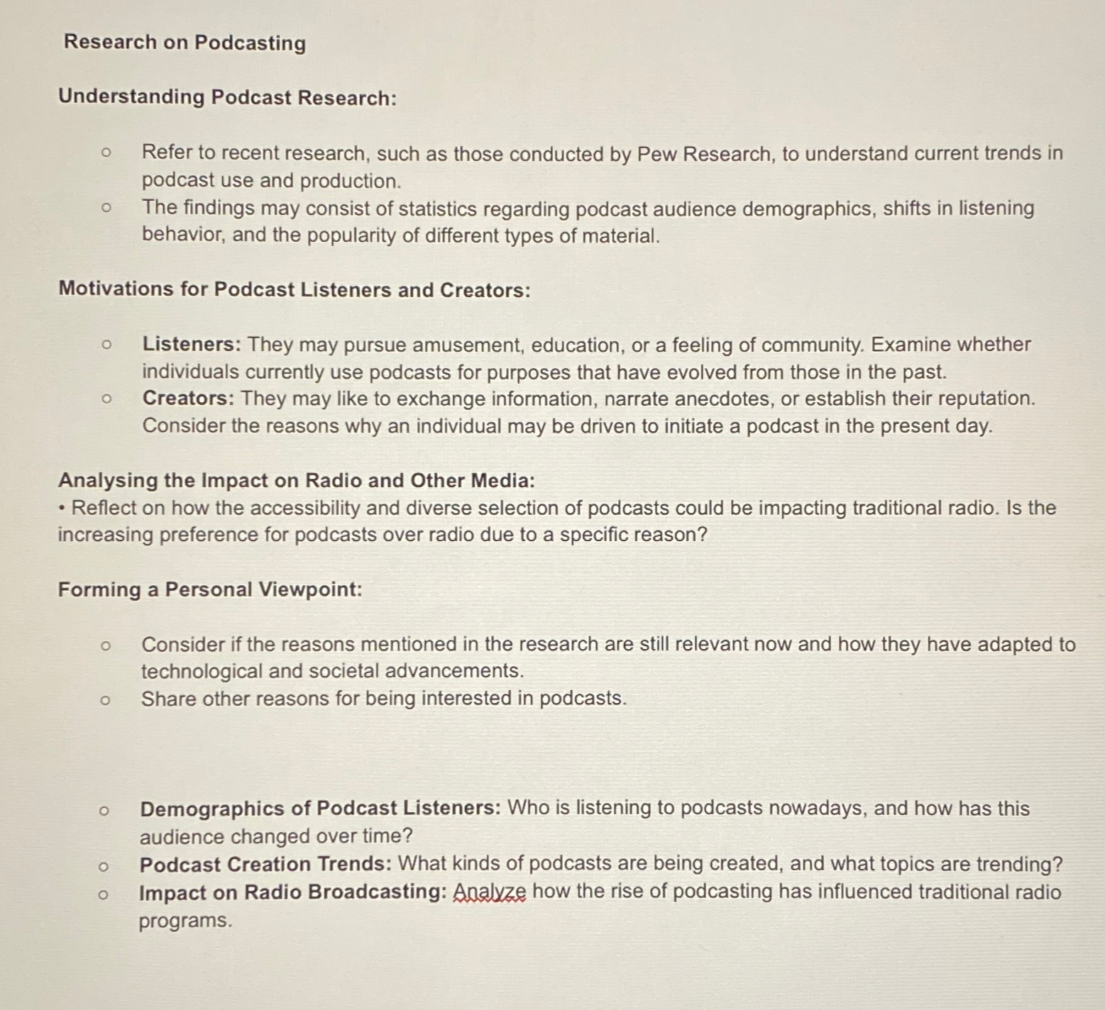 Research on PodcastingUnderstanding Podcast | Chegg.com