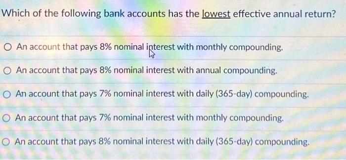 rate the following bank accounts