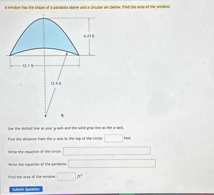 Solved A window has the shape of a parabola above and a | Chegg.com