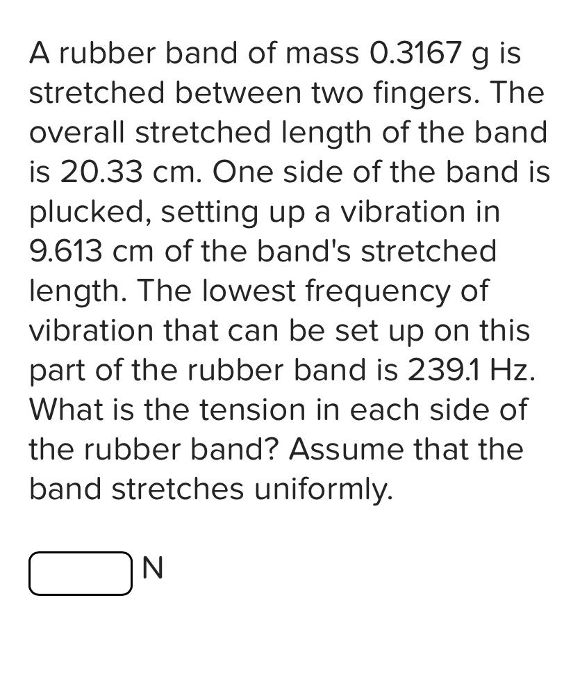 Solved A rubber band of mass 0.3167g ﻿is stretched between | Chegg.com