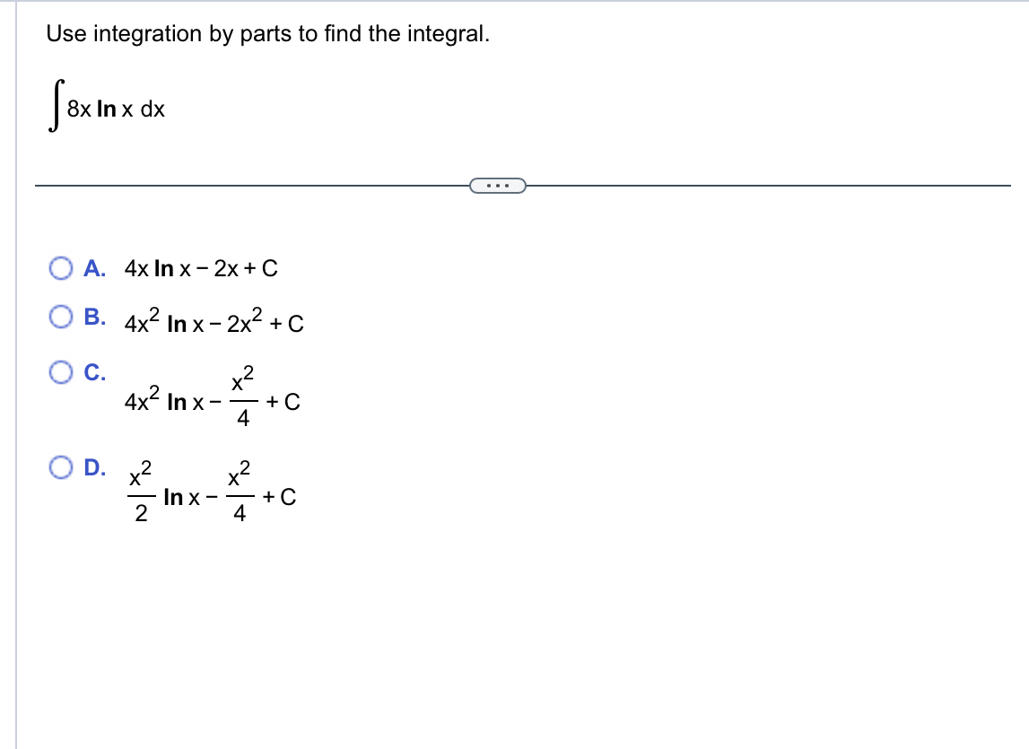 Solved Use integration by ﻿parts to ﻿find the | Chegg.com