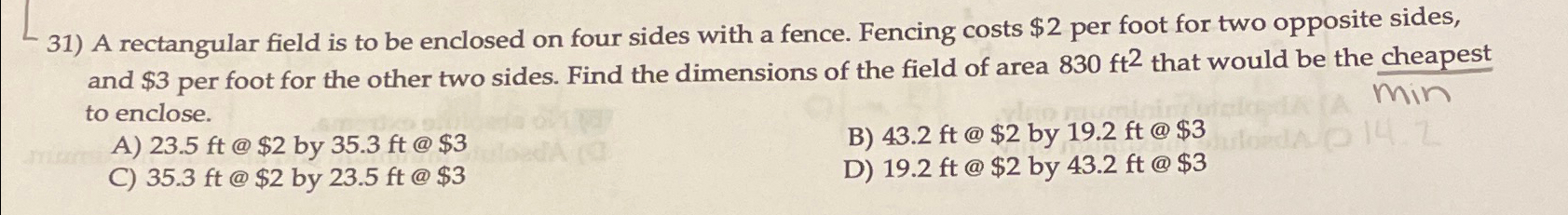Solved Solve the problem.A rectangular field is to be | Chegg.com