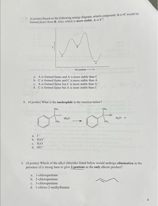 Solved 7. (4 Points) Based On The Following Energy Diagram, | Chegg.com