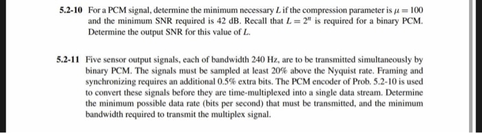 5.2-10 For a PCM signal, determine the minimum | Chegg.com