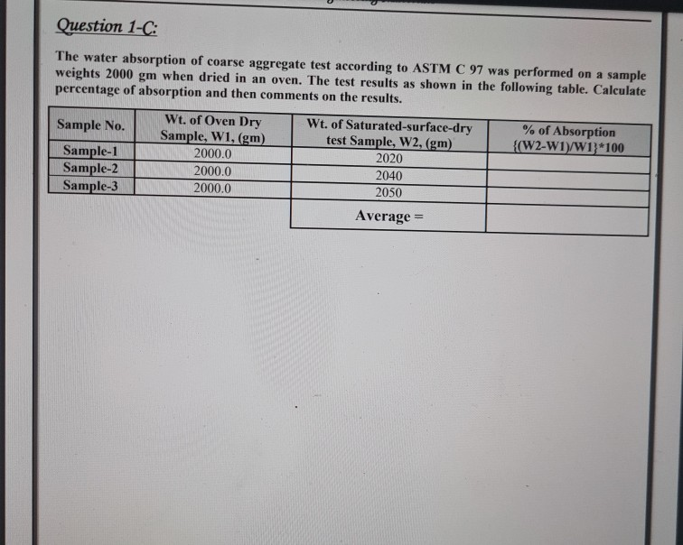 Solved Question 1-A A sample of aggregate was taken from the | Chegg.com