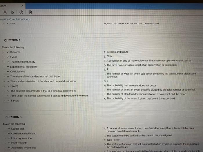 Solved Ouestion completion State QUESTION 1 Match the | Chegg.com