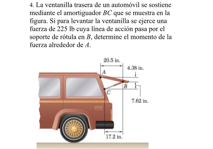 Solved 4. La Ventanilla Trasera De Un Automóvil Se Sostiene | Chegg.com