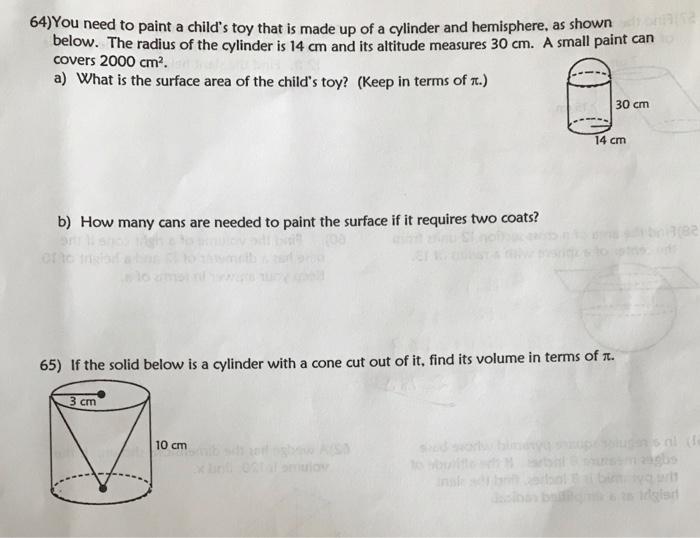 Solved 64) You need to paint a child's toy that is made up | Chegg.com