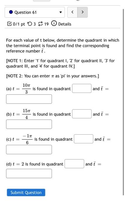 quadrant 1 2 3 4 activities